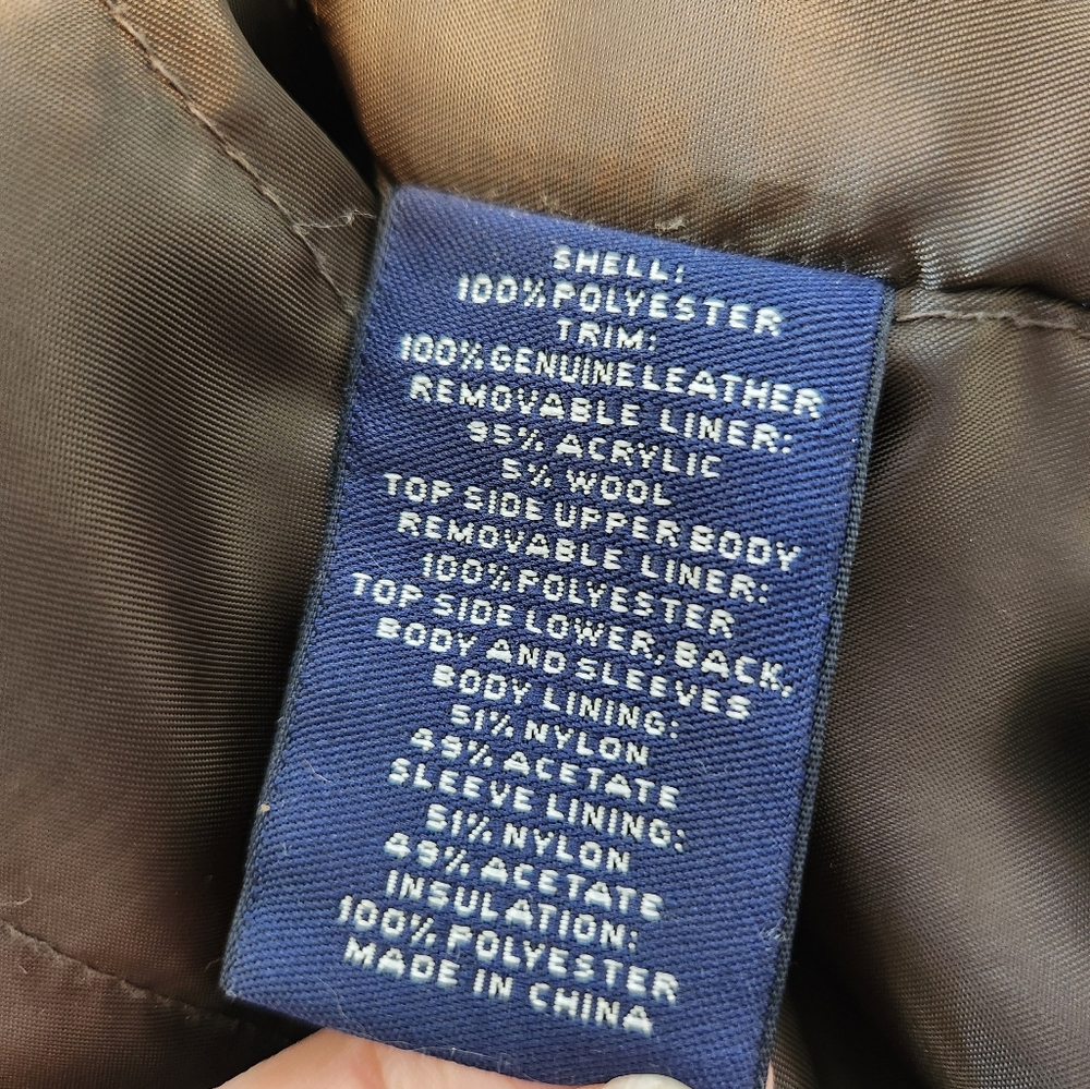 Barn Jacket with Leather Collar Flannel Wool Quilted Lining, Roundtree & Yorke - Picture 8 of 12